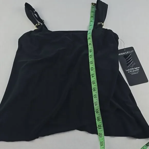 Miraclesuit 8B NWT Black Solid‎ Razzle Dazzle Underwire Tankini Top Women's 8